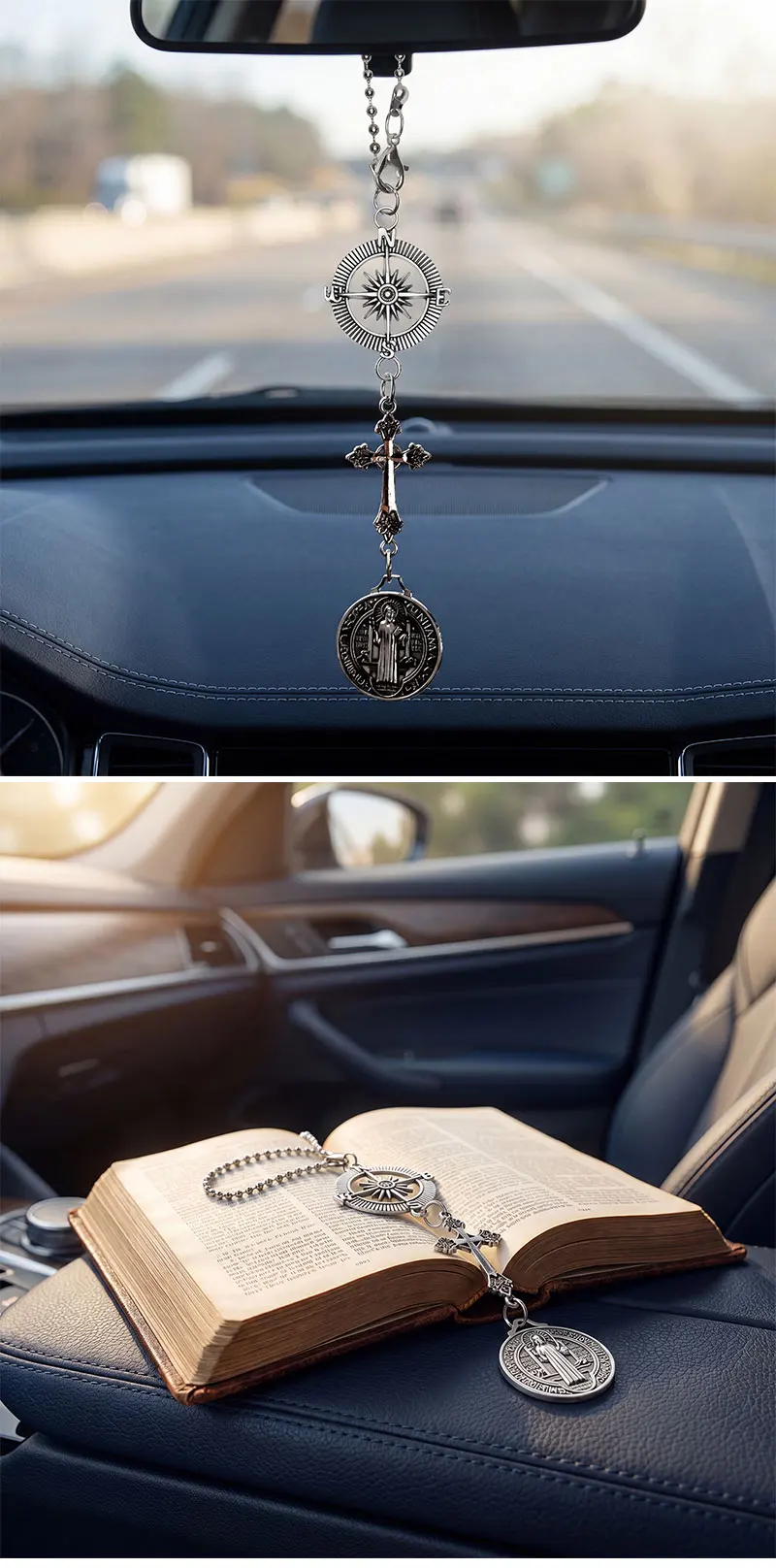 Christian Car Protection Cross Hanging Charm