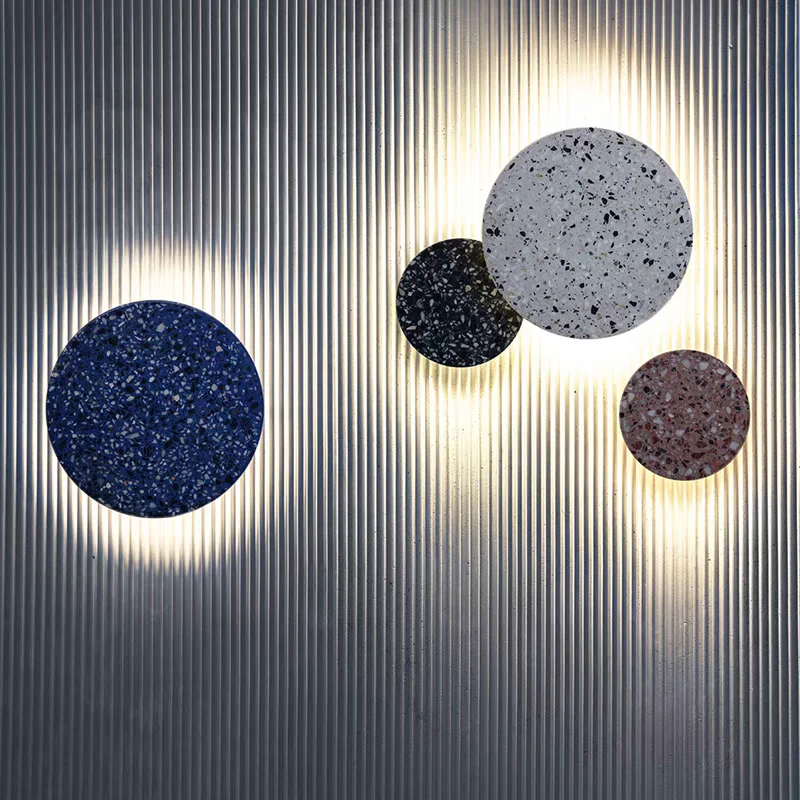 

Interior Modern Disc Shaped Terrazzo Nordic Style Indoor Wall Mount Light Living Room Bedroom Ceramic LED Sconce Decoration Lamp