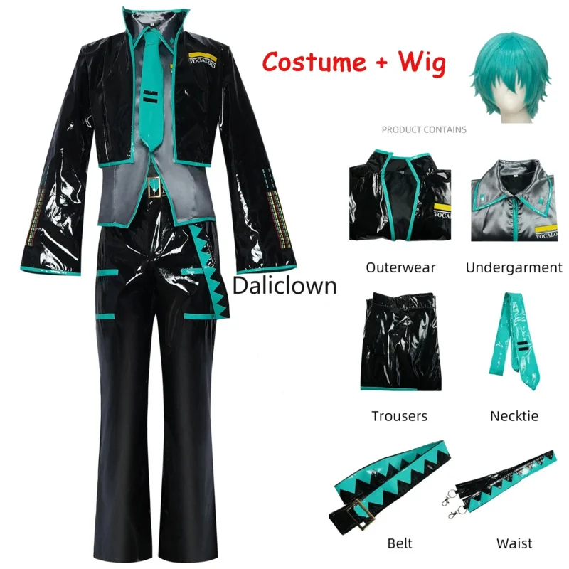Cyanime mikuo cosplay masculino miku cosplay jk uniforme camisa jaqueta terno roupas peruca traje de halloween para homens
