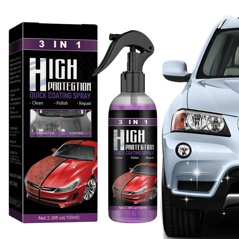 

High Protection 3 In 1 Spray Quick Coating Spray High Gloss Quick Coat Car Wax Polish Spray 100ml Refurbish Agent Car Detailing