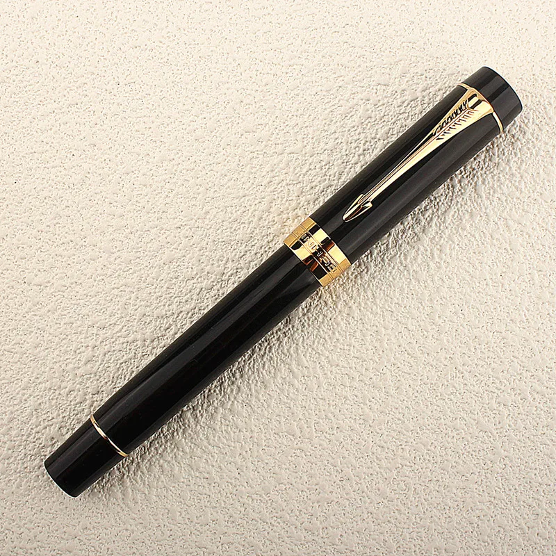 Jinhao 100 stuletnia żywiczna fontanna czarny cienkopis złoty klip iryda EF/F/M/gięta stalówka z konwerterem długopis biurowy dla biznesu — zdjęcie produktu 4