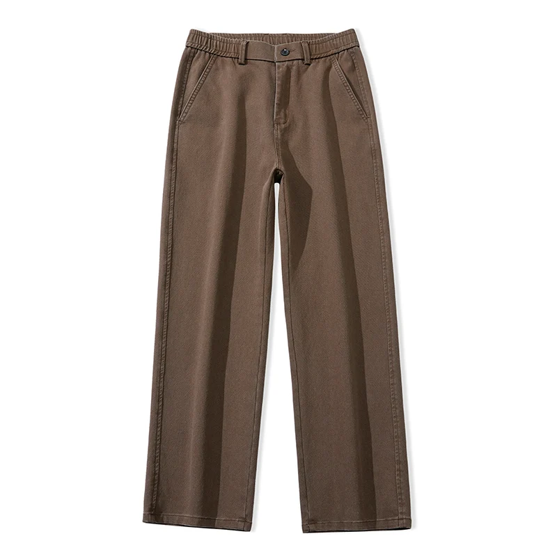 남성 Lyocell 스트레이트 느슨한 탄성 허리 청바지 2025 가을 겨울 패션 브랜드 편안한 다목적 바지 플러스 사이즈 5XL