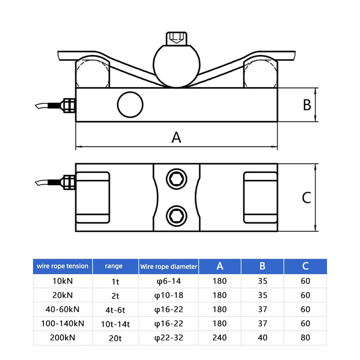 High-Precision Tension Side Pressure Weighing Sensor 1T(10KN) 2T(20KN) 4-6T(40-60KN) for Weight Measurement