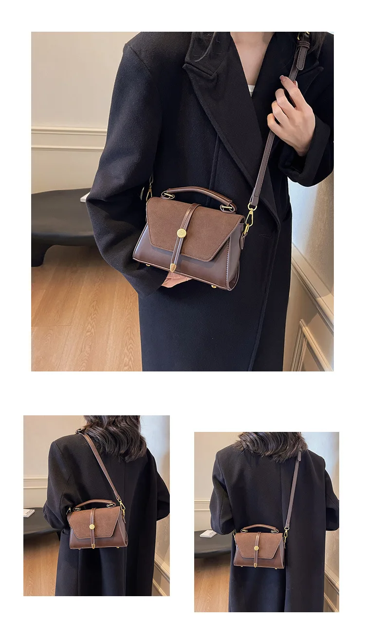 Elegant Faux Handbag with Adjustable Strap Golden-Tone Hardware and Flap Closure - Trendy Commuting Hobo Crossbody Bag for Women