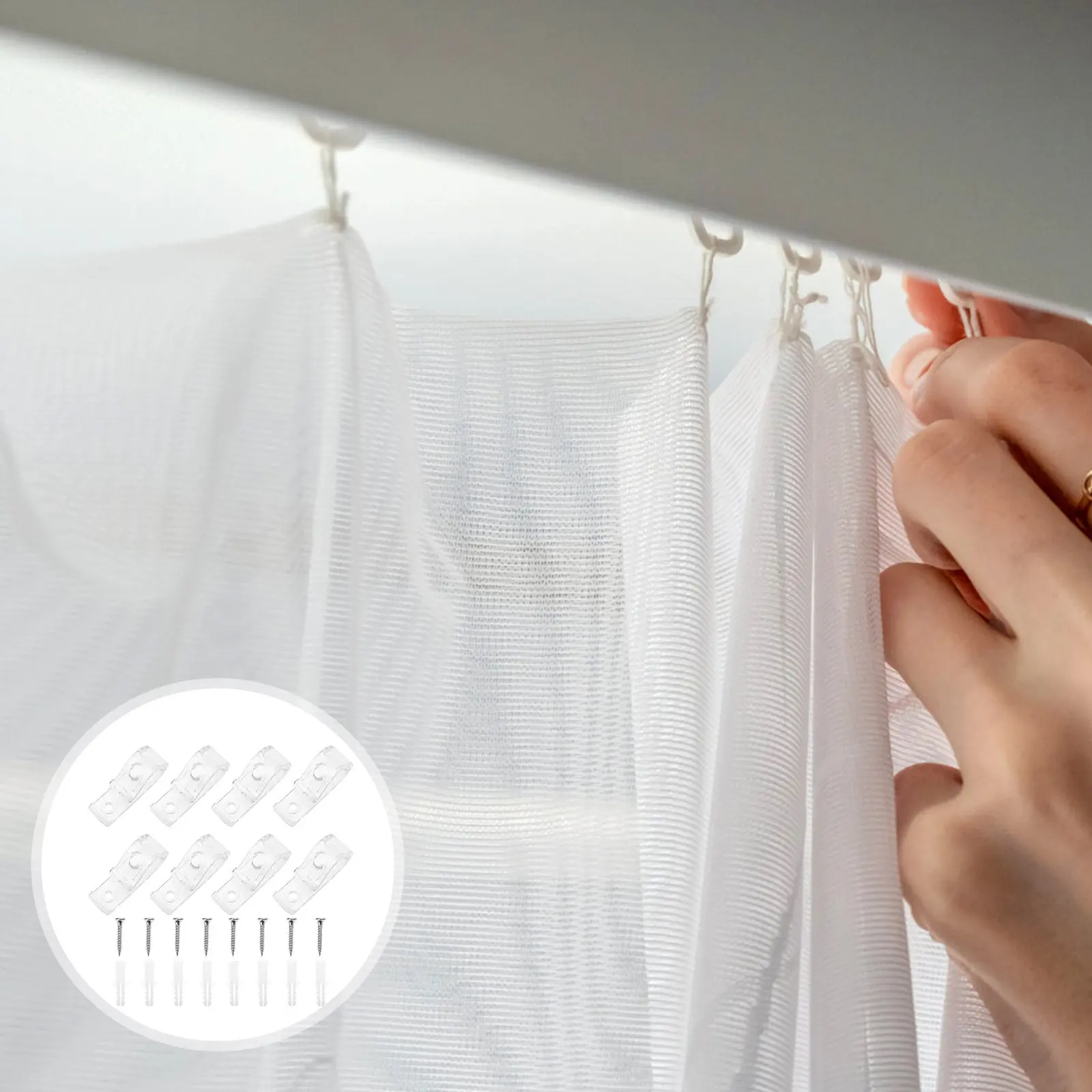 

8Pcs Simple Transparent Curtain Hooks Smooth Texture Strong Lightweight Blinds Roller Supplies Window Blind Loop Roller Loop