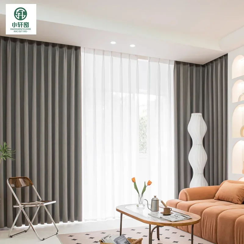 (72) Customized New Chenille Curtains, High-grade Gray, Thickened Blackout Curtains, Light Luxury Bay Window Living Room