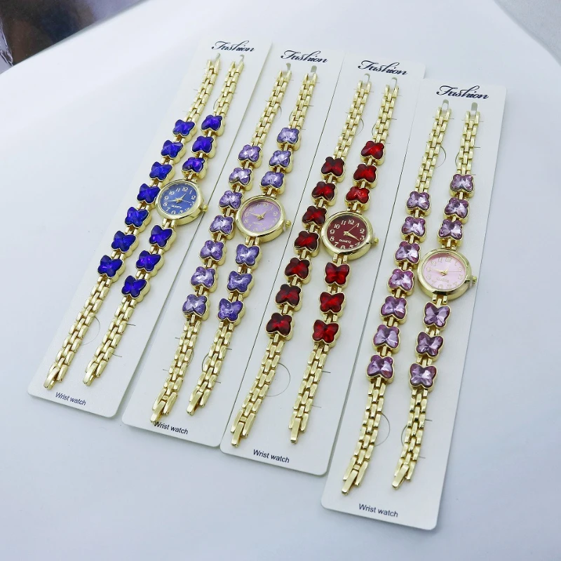 Женские кварцевые часы-браслет, модные аксессуары для часов с маленькой пластиной, модные часы-бабочка, Relojes Para Mujer