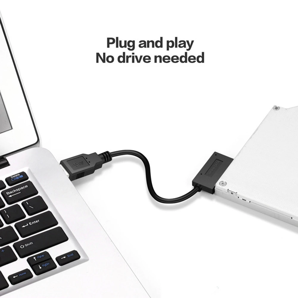 USB Adapter PC 6P+7P CD DVD Rom SATA to USB 2.0 Converter Slimline Sata 13 Pin Drive Cable for PC Laptop Notebook