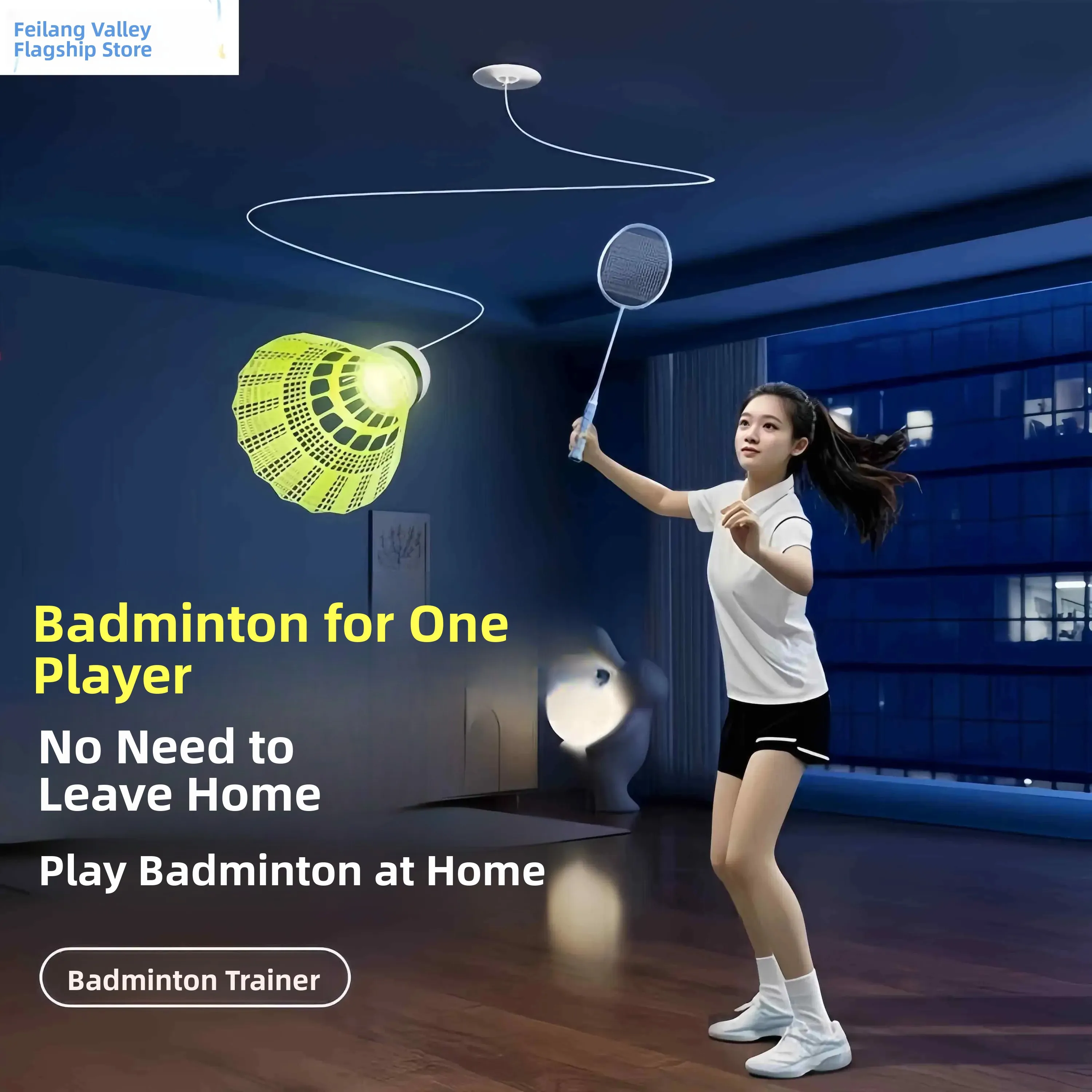 

Indoor Badminton Training Trainer Automatic Line Sticker Return Single Player Children's Practice Tool Self-Playing Device