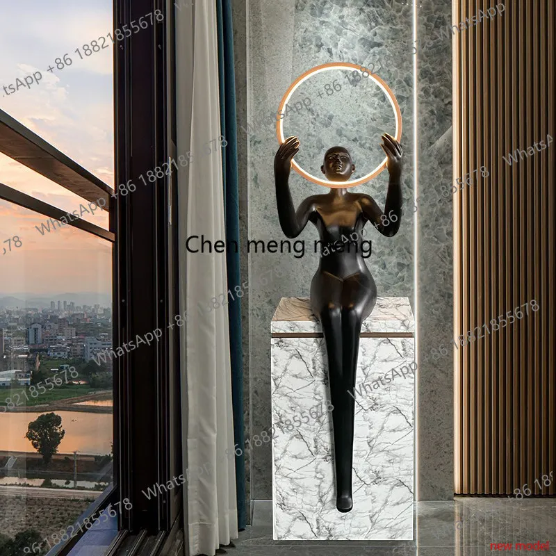 h178Creative light luxury sitting figure sculpture,hotel home furnishing in the sales officehumanoid ornament in the exhibition