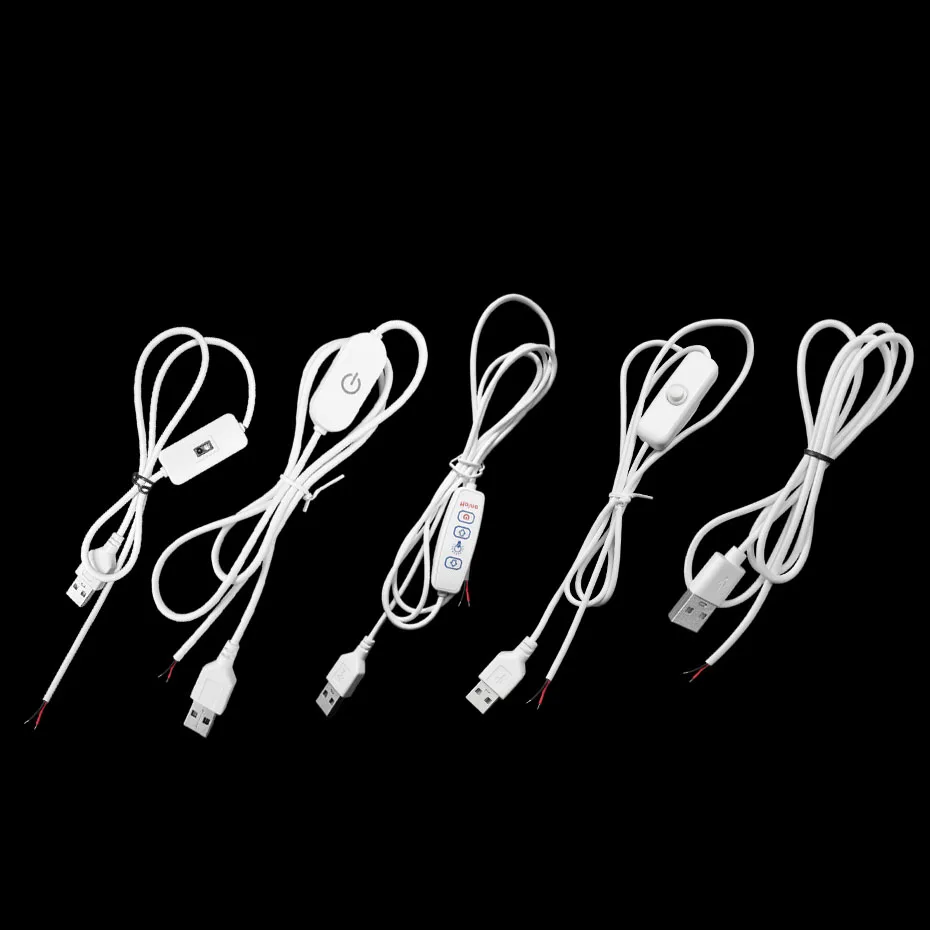 cabo-usb-macho-5v-para-2-fios-com-sensor-de-toque-dimmer-on-off-07m-1m-15m-para-fita-led-diy