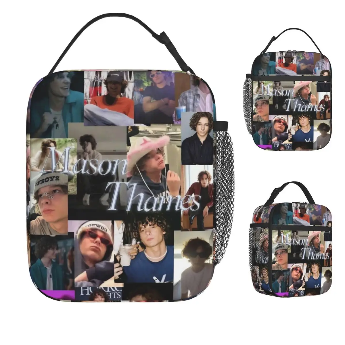 Handsome Mason Thames Actor Lunch Bag Vintage Lunch Box School Portable Zipper Thermal Tote Handbags Print Cooler Bag