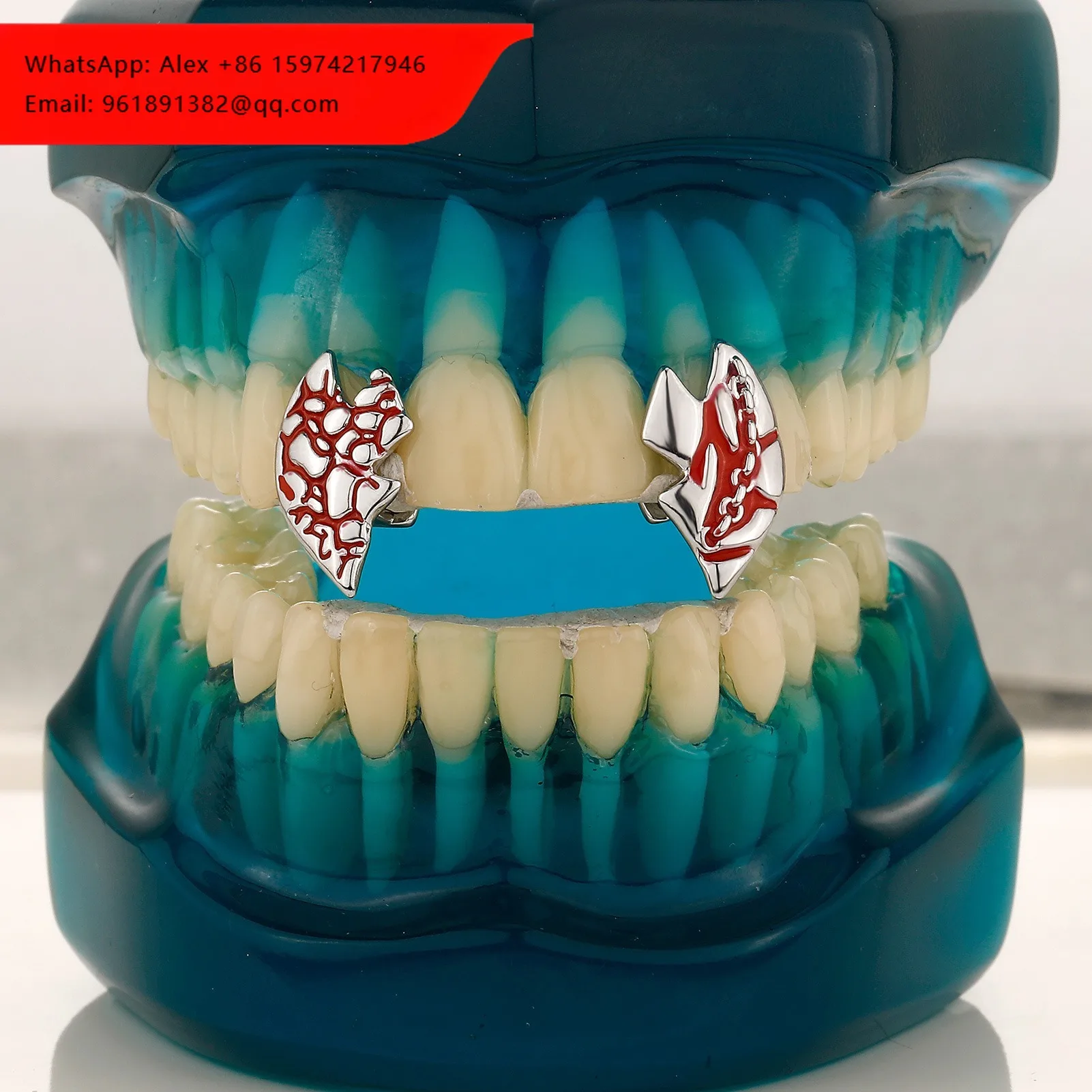 

Easy Fit Adjustable Irregular Shape Canine Grillz Silver Plated Premade Single Cap Grillz 18K Gold Plated Diamonds Grillz