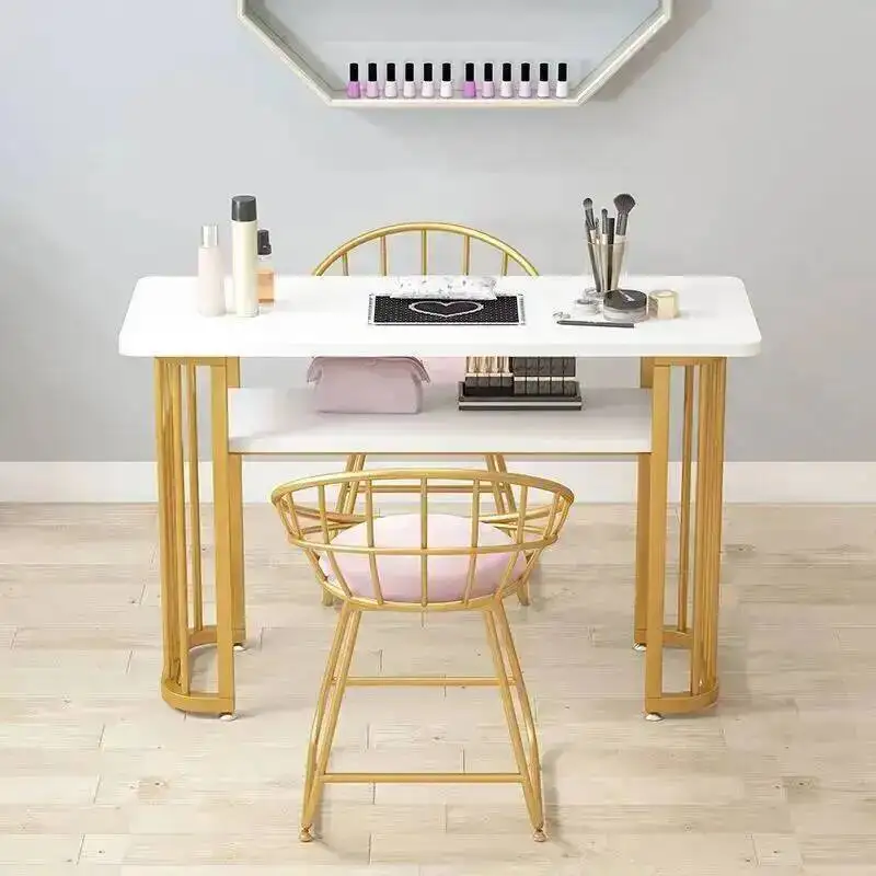Board NordicImitation Net Celebrity Marble Pattern Nail Table Chair Set Wrought Iron Single Double Triple Manicure Table