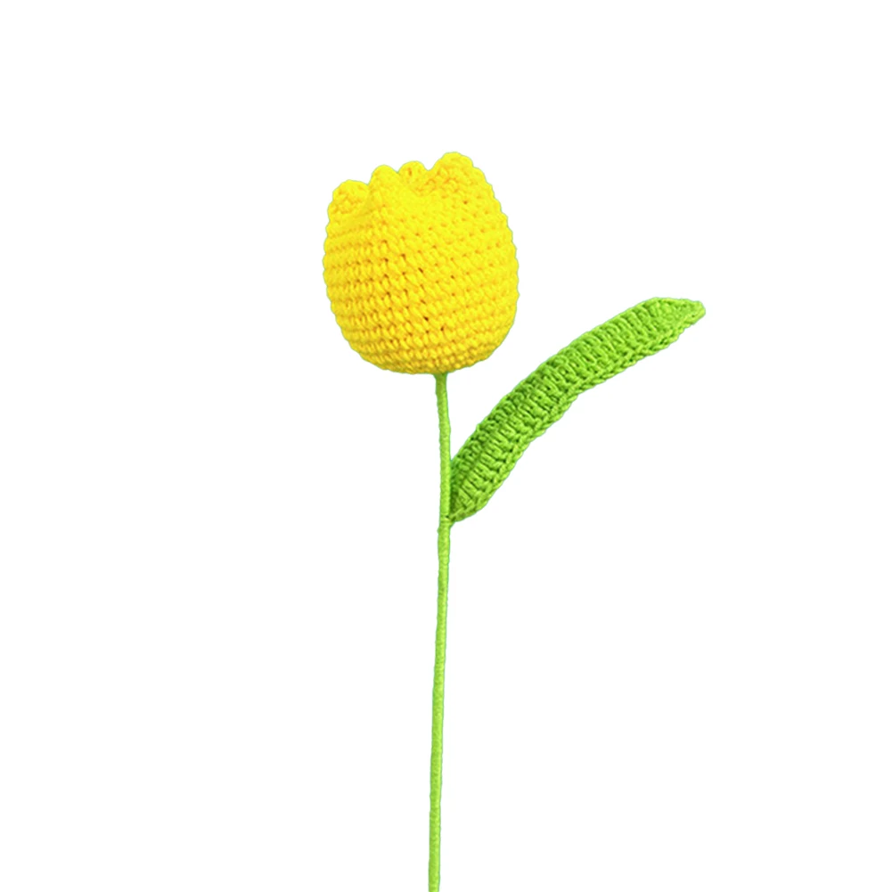 Creative Yarn Floral Arrangement Charming Handwoven Tulip Decor Low Maintenance Flowers Unique Home Decor Creative