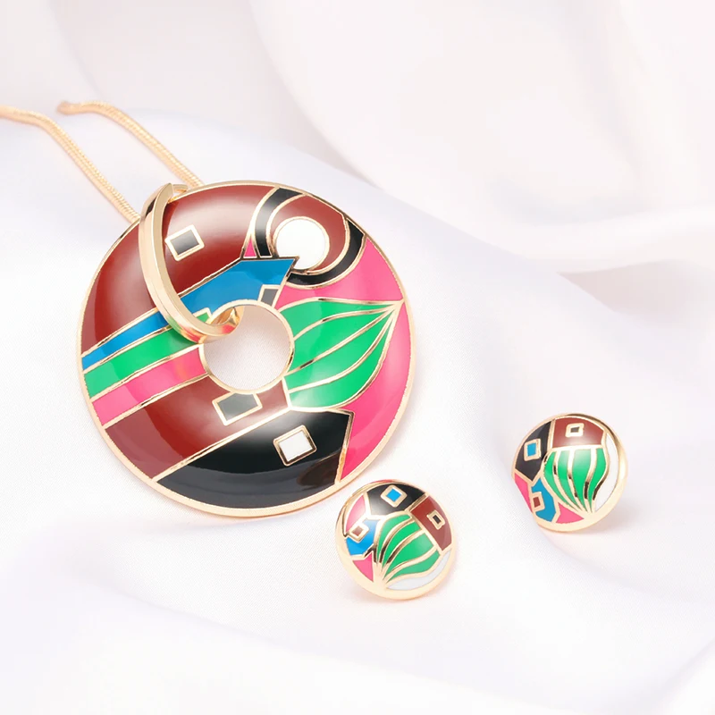 R&X New Fashion Necklace/earrings Collier Mariage Joyas Shinning Gift Party Dubai 22 Bridal Enamel Women Jewelry Set Anniversary