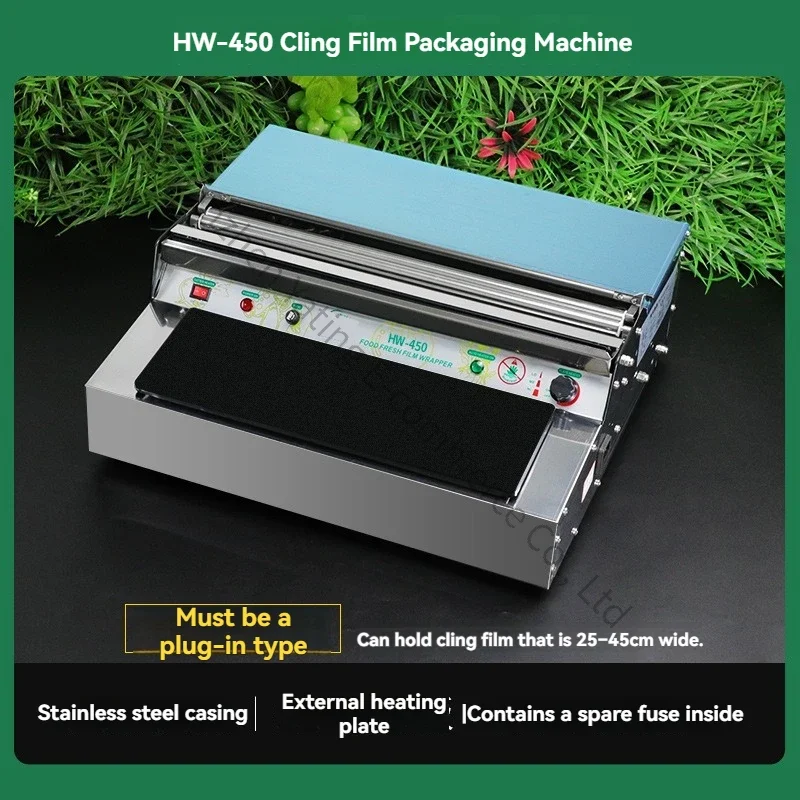 Fresh fruit packaging machine, cling film cutter, supermarket cling film packaging machine, film wrapping machine.