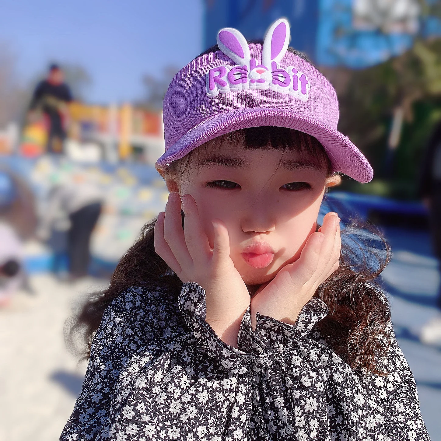 Children's hat summer sun visor rabbit boys' and girls' sun visor baby sun hat Big Brim duck tongue hat empty top hat