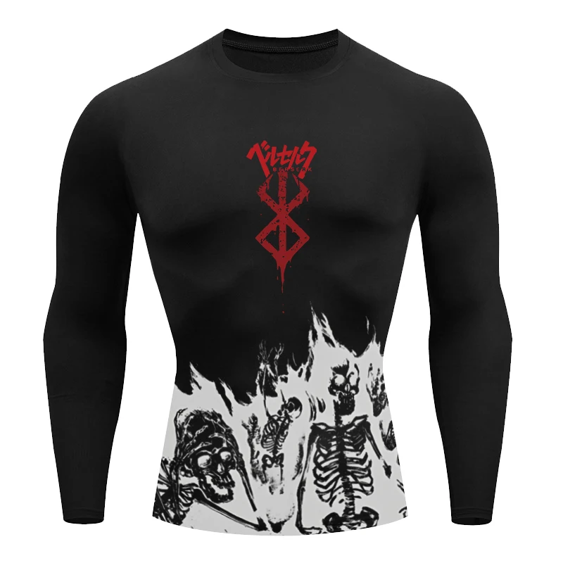 Camisas de compresión con estampado 3D para hombre, ropa interior atlética de manga larga, capa Base, equipo de protección de erupción, camiseta de entrenamiento