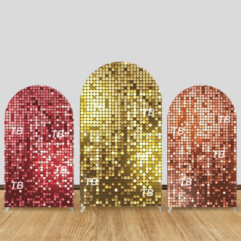 

Red Gold Copper Sequin Arch Backdrop Cover Party Decor Photo Booth Background Supplies