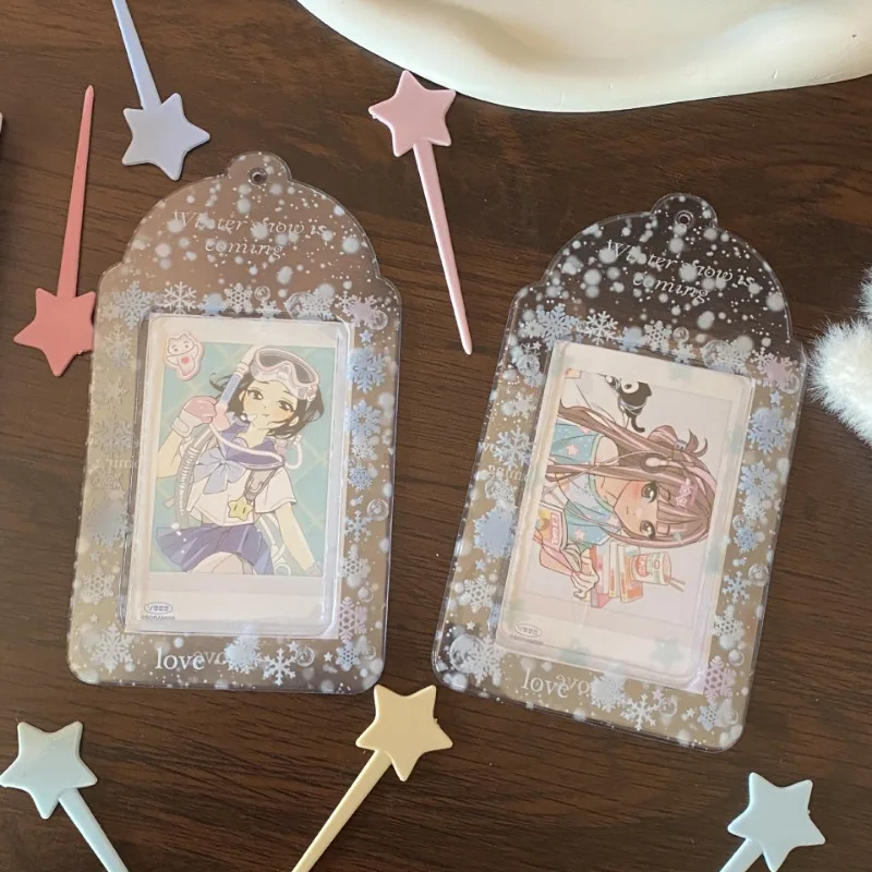 Creative Design Kpop Photocard Holder Fashion Snowflake Displaying Photo Card Cover Case Portable ID Student Card Protector