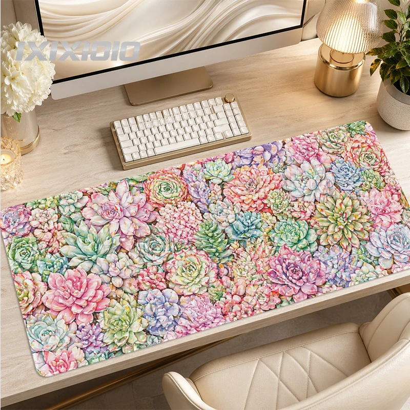 Mouse Pad Beautiful Colorful Succulents Gamer printon demand Custom Home Mousepad XXL MousePads Office Computer Mice Pad