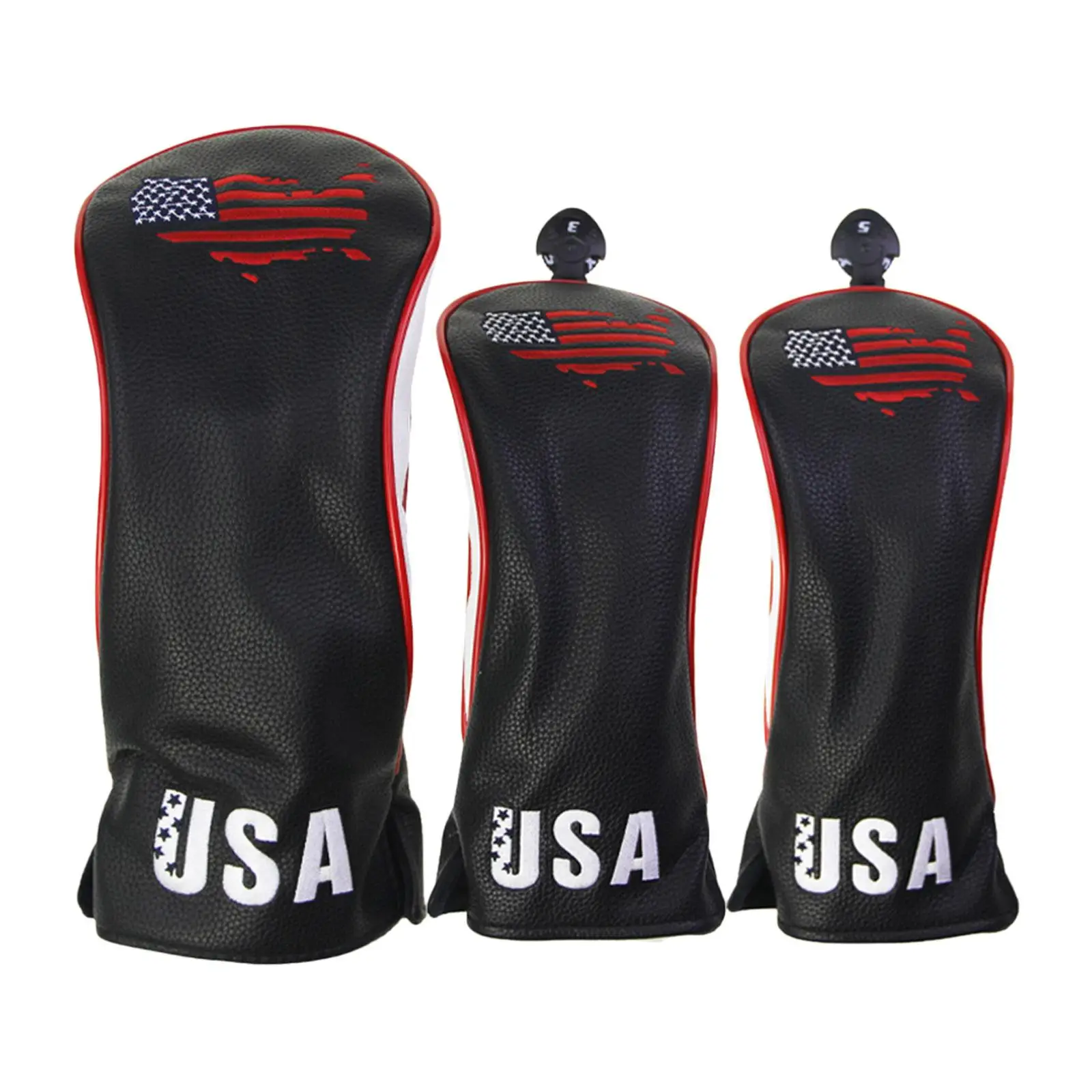 Golf Wood Cover Adjustable Number Tag PU Leather Club Head Protector for Utility Drivers Golfing Accessories