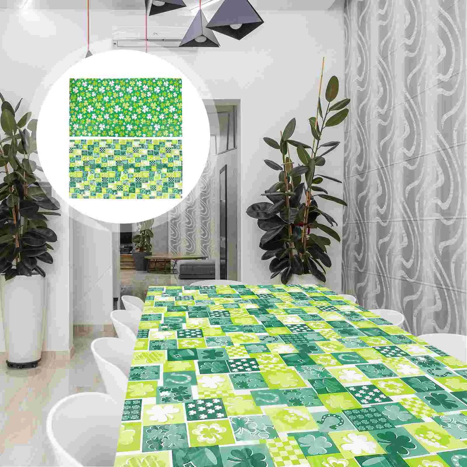 

2 Pcs Irish Tablecloth Protective Cover Tablecloths Desk for St Patrick's Day Plastic Shamrock