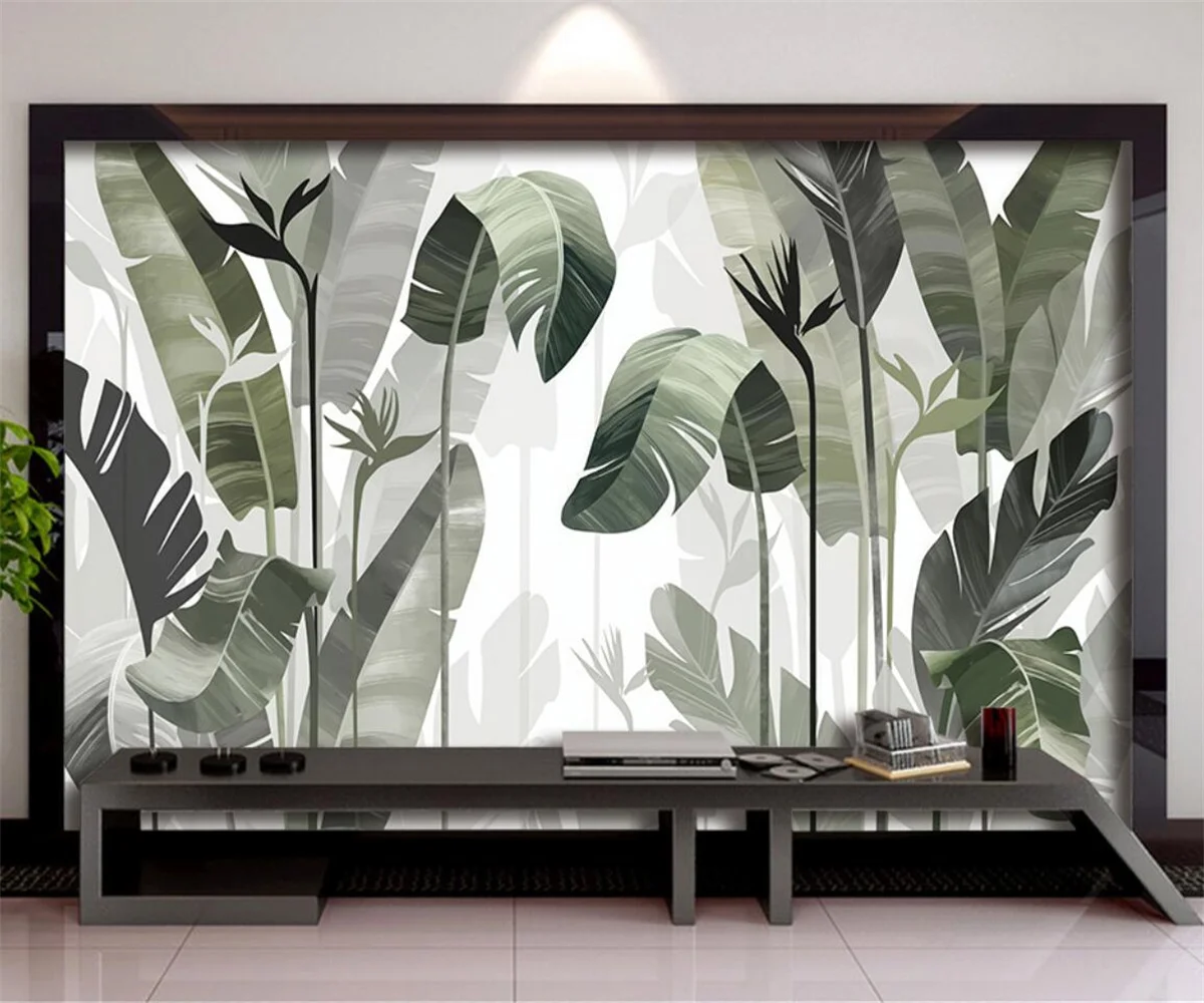 

Индивидуальные фотообои с изображением листьев растений, настенный декор для дома, обои с ручной росписью, 3D-обои с изображением тропических растений.