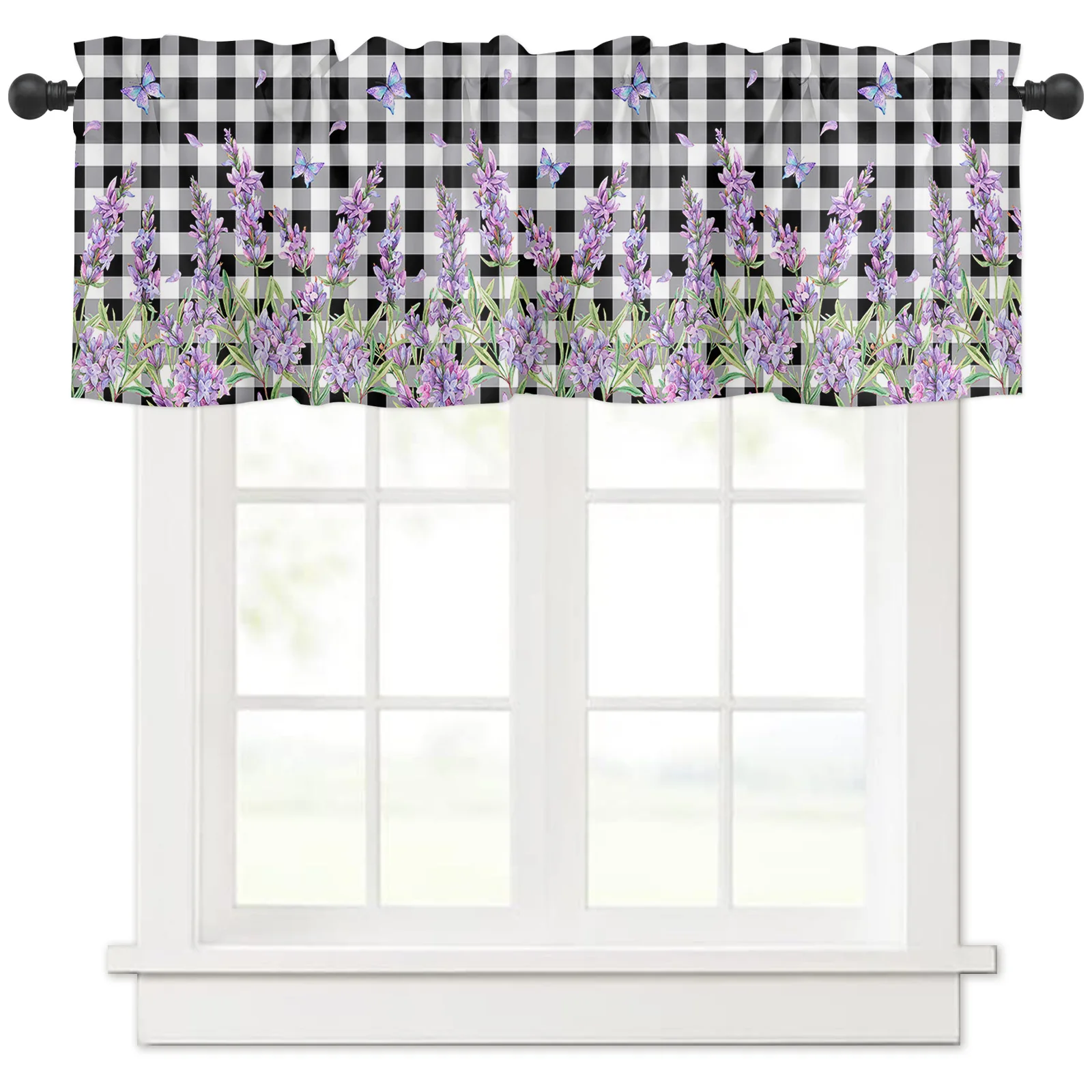 ZEDLIYU Valances for Windows Kitchen Living Room Small Window Valance Lavender 1 Panel, 54 x 18 Inch