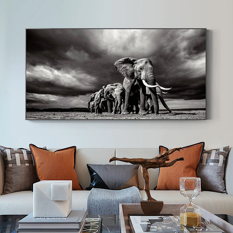 One Piece Elephant Posters Animal Family Wall Picture for Living Room Home Decoration Canvas Painting Free Shipping No Frame