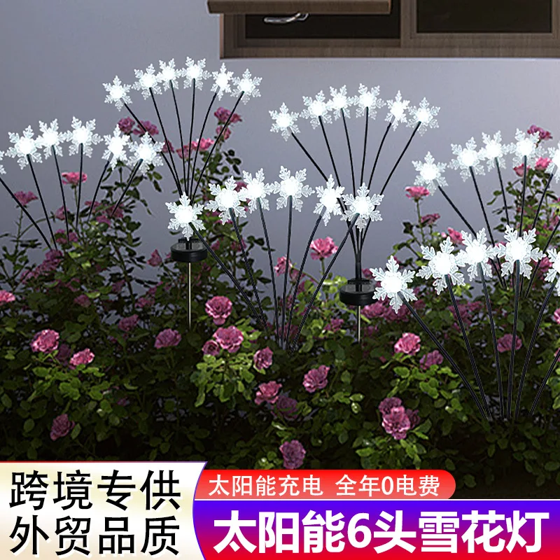 10 Pcs Snowflake Lights Waterproof Outdoor Solar-powered Ground-mounted Lights for Creating A Festive Atmosphere Winter Evenings