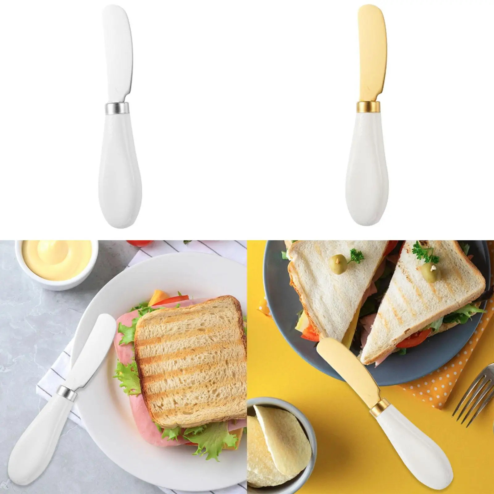 Butter Knife, Cheese Knife Stainless Steel Cheese Spreader with Porcelain Handle for Home Kitchen Gadget