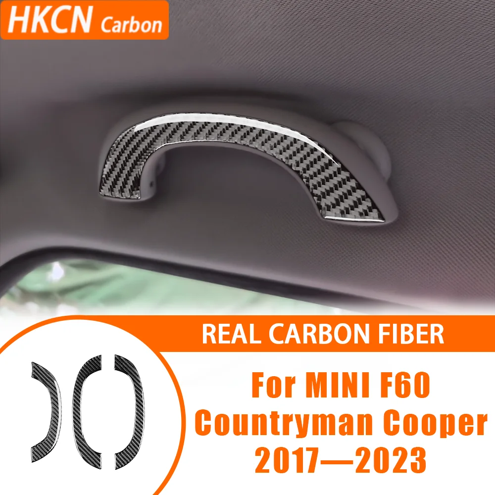 Carbon Fiber Car Accessories Roof Handle Panel Puller Decal Interior Cover Tirm Sticker For MINI F60 Countryman Cooper 2017—2023