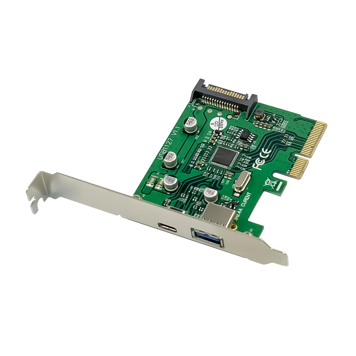 Kartu Ekstensi SUNWEIT ST618 PCIe X4 ASM1142 USB3.1-C+A 2.4A