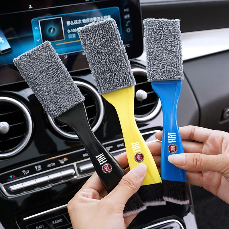 

2 In 1 Car Dust Tool Cleaning Brush Accessories Interior For Fiat Abarth 500e Panda Tipo FR Argo Freemont Viaggio Bravo Punto
