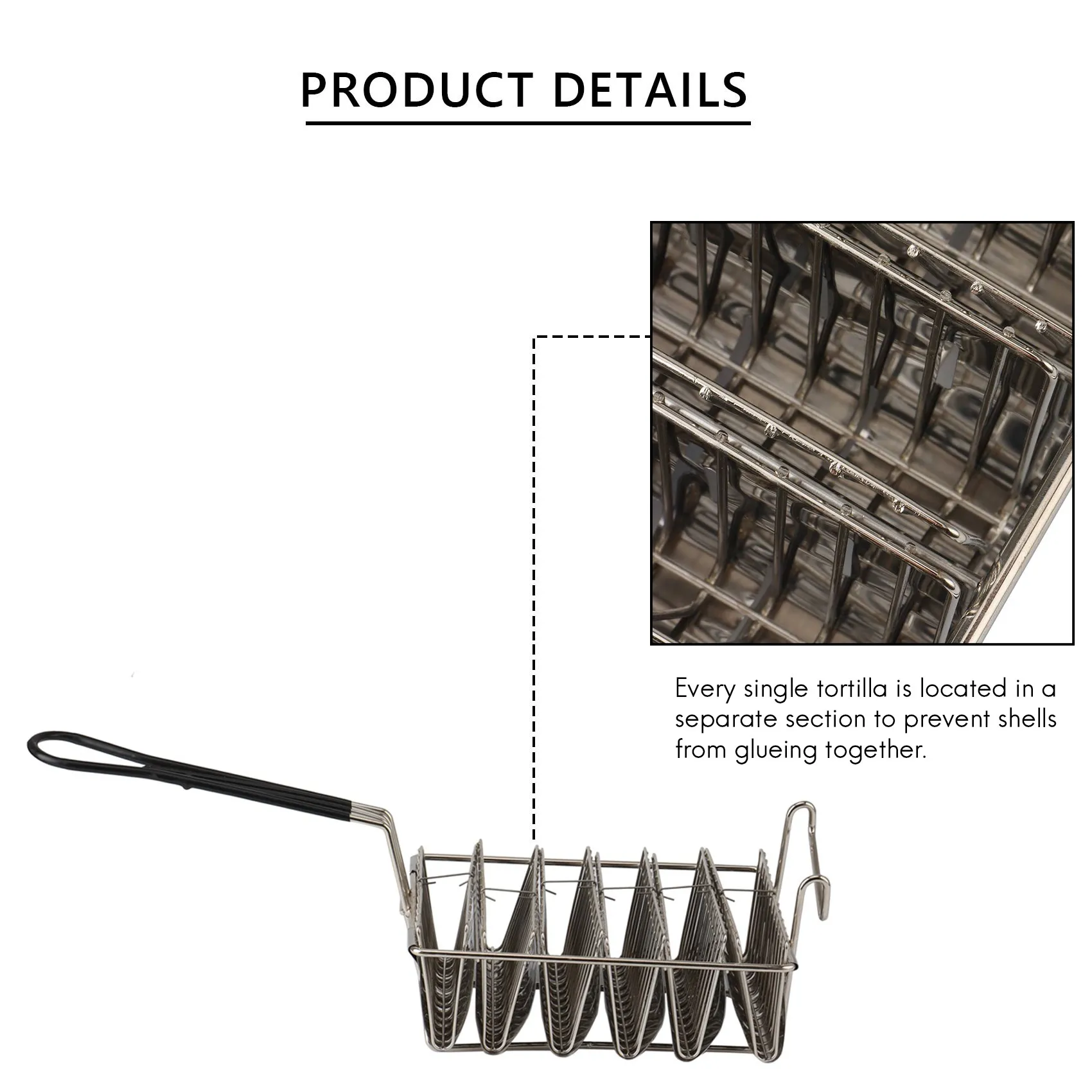 타코 프라이어 바구니, 타코 쉘 프라이어, 딥 프라이어, 타코 홀더 바구니, 그립 핸들, 타코 거치대 스탠드, 6 셸 보관