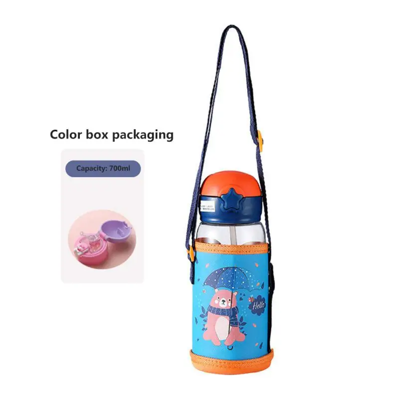 Big Belly Cup Male And Female Student Strap Large Capacity Plastic Water Bottles Straw Cup Cartoon Creative Simplicity