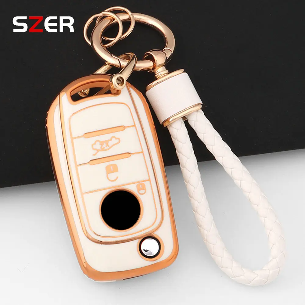 Fashion TPU Car Flip Key Case Cover Shell Fob With Keychain For FIAT Tipo Toro Nuovo Freedom 500X Doblo Argo Grazie Protector