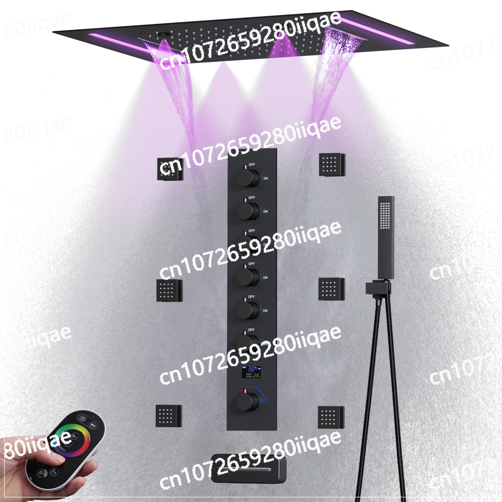 

500 * 360mmLED Shower Top Spray Bathroom Bathtub Hot and Cold Digital Ceiling Concealed