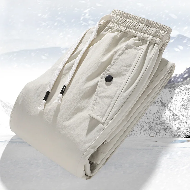 

2026 Мужские спортивные теплые пуховые брюки с эластичной резинкой на талии