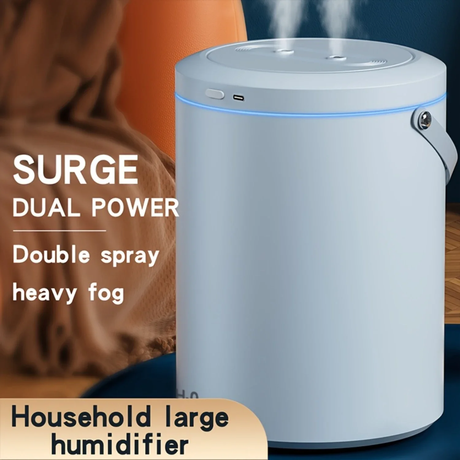 Bedroom Humidifier 101.44oz, USB Portable Desktop Humidifier, With Two Spray Ports, Can Be Double Spray Or Single Spray, Suitabl