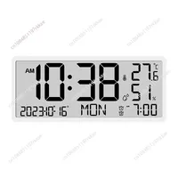 LCD Screen Large Digital Wall Clock Multifunctional Time Temperature Humidity Display Desktop Electronic Clock Battery Powered