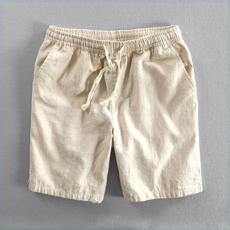 

Summer Casual Linen orts Men Loose Cotton Linen Thin Breathable Pure Color Beach Pants Versatile Mid-Length orts