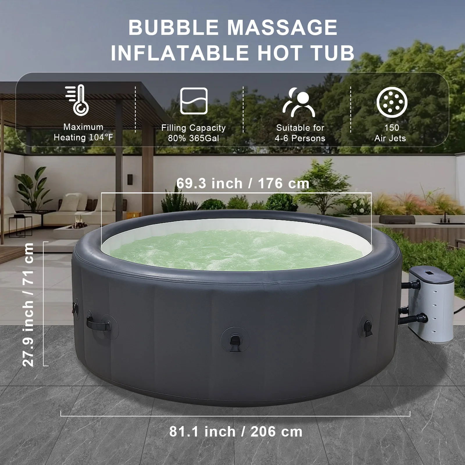 Inflatable Heated Family Swimming Pool SPA Surfing Adult Foldable Couple Hot Spring Pool