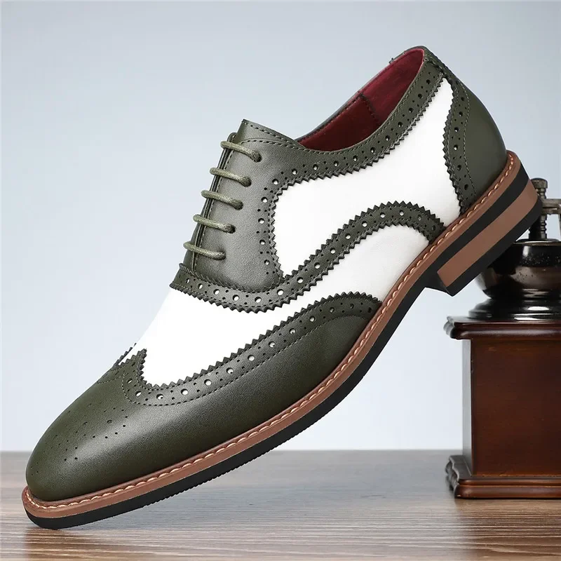 Eur size 39-48 Men's Brown Black Green Mixed Colors Oxford Shoes Male Formal Wedding Prom Dress Homecoming Zapatos Hombre view 2