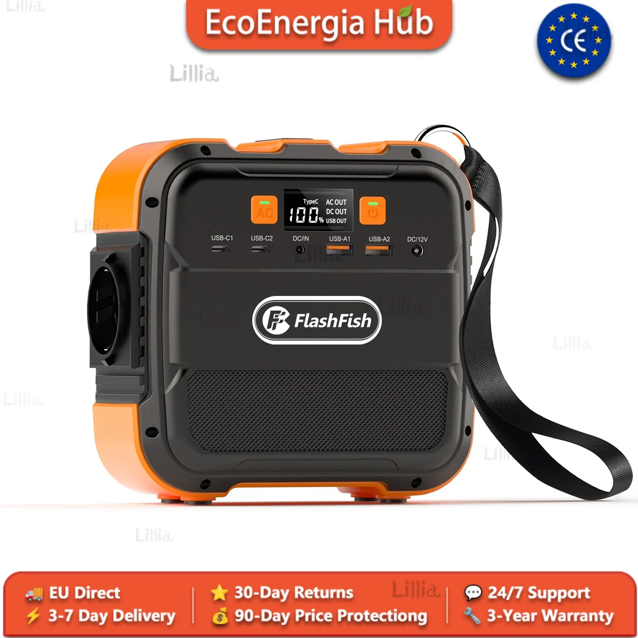 Station d'alimentation portable mini FF Flashfish A101 120W, générateur de secours 98Wh, charge rapide USB-C pour camping, voyage, maison, urgence, ordinateur portable