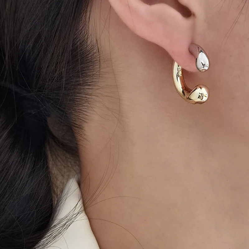 Two-tone Metal Bar Post Earrings For Women Fashion Jewelry Fancy Designer New Style Punk Party Accessories Wholesales Gift C1633
