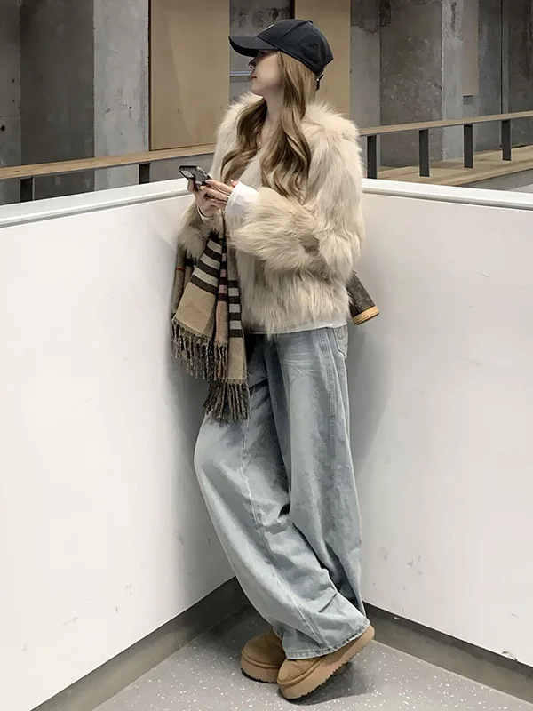 جينز أمريكي عتيق واسع الساق للنساء، بنطلون فضفاض مستقيم بقصة سكين، سروال طويل للخريف والشتاء، جديد بخصر عالٍ ومطرز