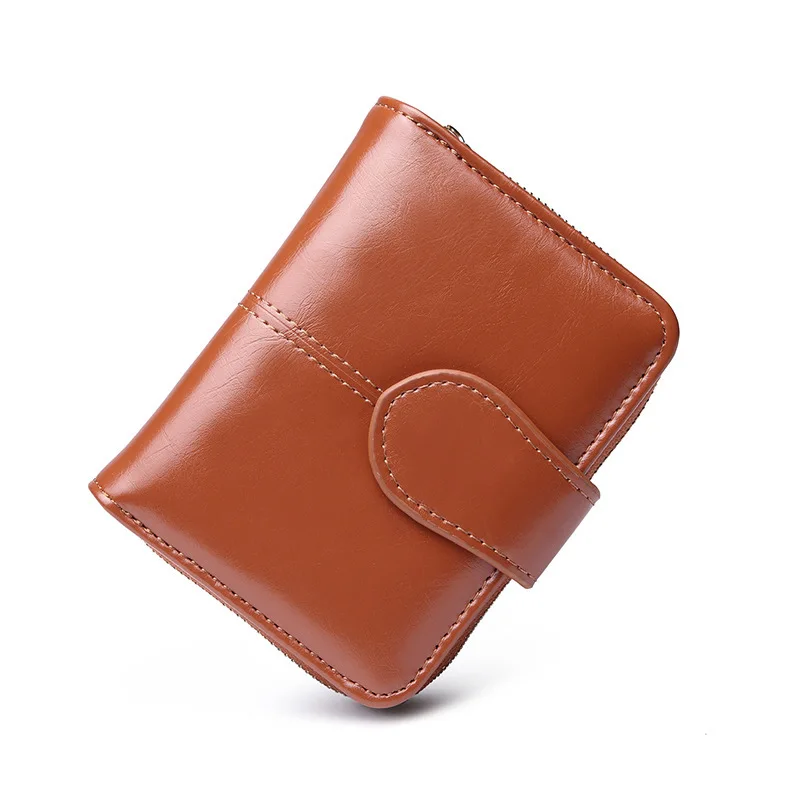 

Women's Wallet PU Leather Short Zippered Wallet Simple Solid Color Large Capacity Credit Card Holder Bag